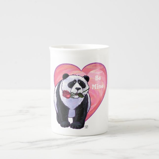 Taza De Porcelana Panda Bear El día de San Valentín (Frente)
