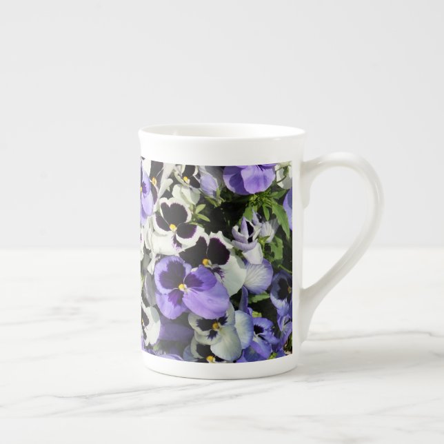 Taza De Porcelana Pansias púrpura (Derecha)