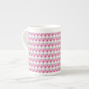 Taza De Porcelana Pansias rosas - patrón de papel pintado retro
