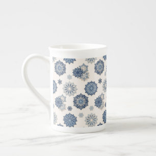 Taza De Porcelana Papercut Holidays   Copo de Nieve Azul Alpino