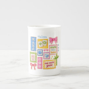 Taza De Porcelana Parches de Mahjong personalizados con falso bordad