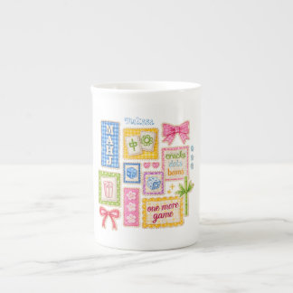 Taza De Porcelana Parches de Mahjong personalizados con falso bordad