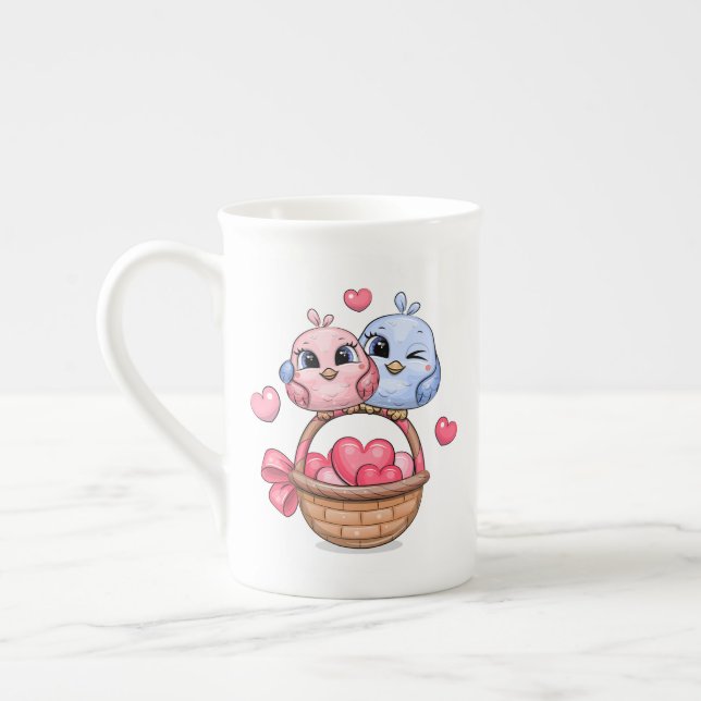 Taza De Porcelana Pareja de aves personalizados Cuestas Mug Especial (Izquierda)