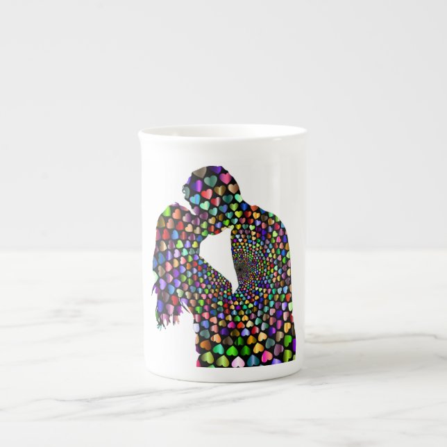 TAZA DE PORCELANA PAREJA DE KISSING (Frente)