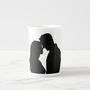 TAZA DE PORCELANA PAREJA ROMÁNTICA SILHOUETTE