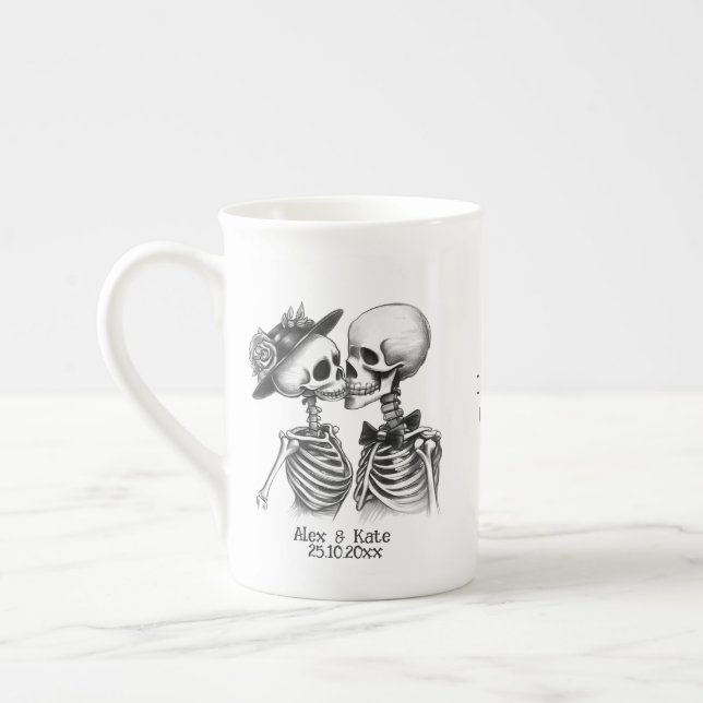 Taza De Porcelana Pareja Skeleton (Izquierda)
