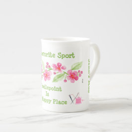 Taza De Porcelana Pasatiempo de aguja de flor de cerezo pintada a ma