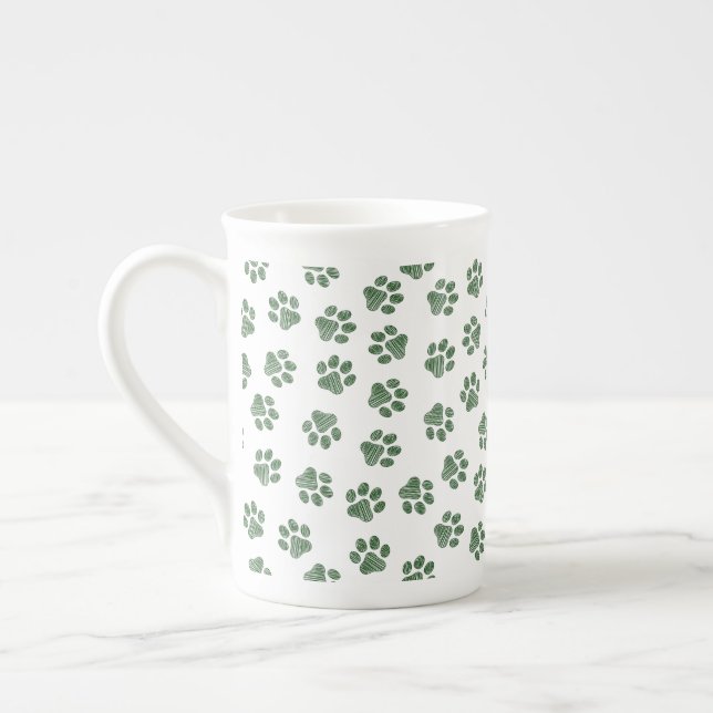 Taza De Porcelana Pasta de perro, garras de perro, patas verdes (Izquierda)