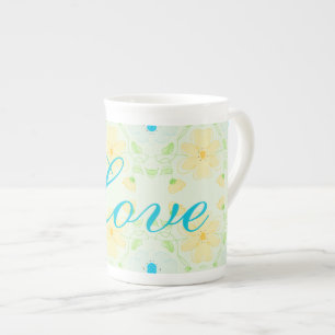 Taza De Porcelana Pastel Florió La Mug De China Con El Blues