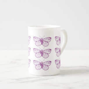 Taza De Porcelana Pátina púrpura: Mariposas