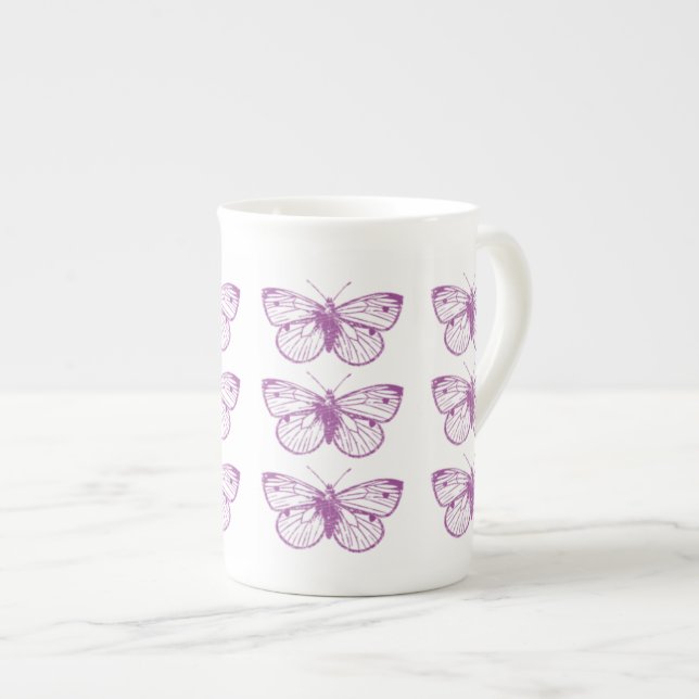 Taza De Porcelana Pátina púrpura: Mariposas (Derecha)