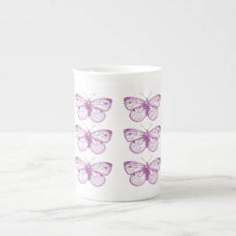 Taza De Porcelana Pátina púrpura: Mariposas