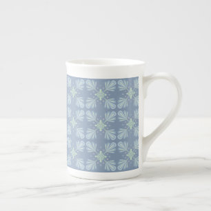 Taza De Porcelana Patrón abstracto floral azul