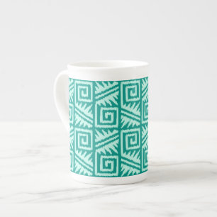 Taza De Porcelana Patrón Azteca Ikat - Turquesa y Aqua