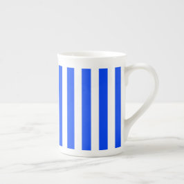 Taza De Porcelana Patrón azul y blanco de rayas verticales