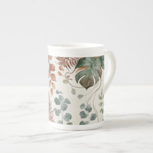 Taza De Porcelana Patrón botánico boho sin fisuras Flores