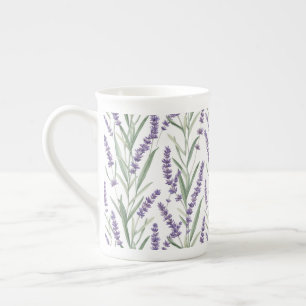 Taza De Porcelana Patrón botánico de lavanda
