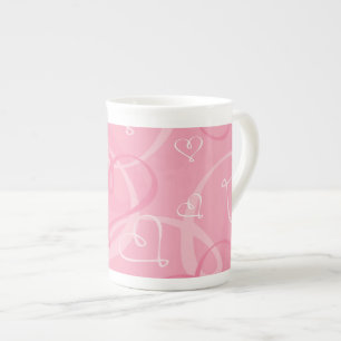 Taza De Porcelana Patrón cardíaco rosado