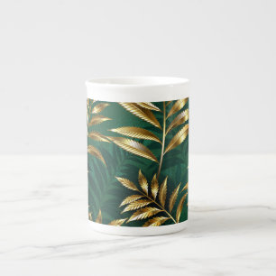 Taza De Porcelana Patrón continuo con helechos dorados