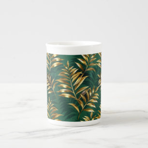 Taza De Porcelana Patrón continuo con helechos dorados