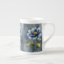 Taza De Porcelana Patrón de acuarela de flores azules