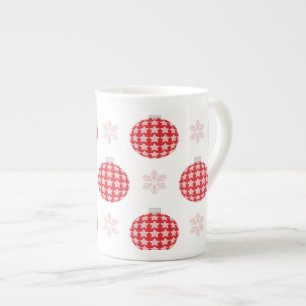 Taza De Porcelana Patrón de adorno de navidad roja