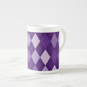 Taza De Porcelana Patrón de argyle púrpura