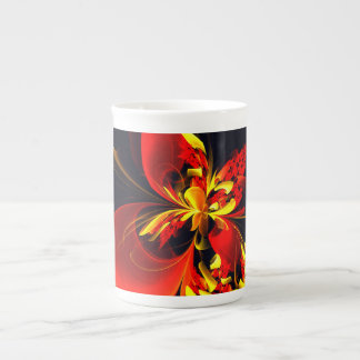 Taza De Porcelana Patrón de arte abstracto moderno floral amarillo r