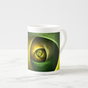 Taza De Porcelana Patrón De Arte Abstracto Verde Floral Moderno De S