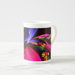 Taza De Porcelana Patrón de arte de resumen floral colorido moderno 
