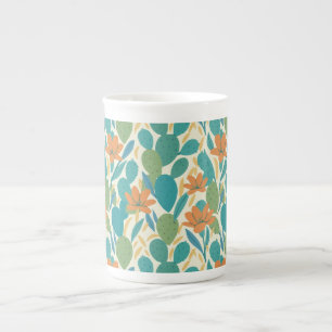 Taza De Porcelana Patrón de azulejos botánicos de Arizona