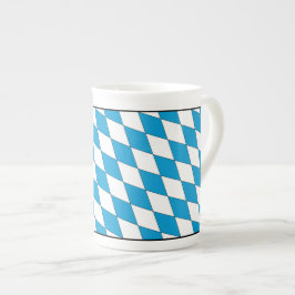 Taza De Porcelana Patrón de Baviera Blanca Azul Medieval Lozenges