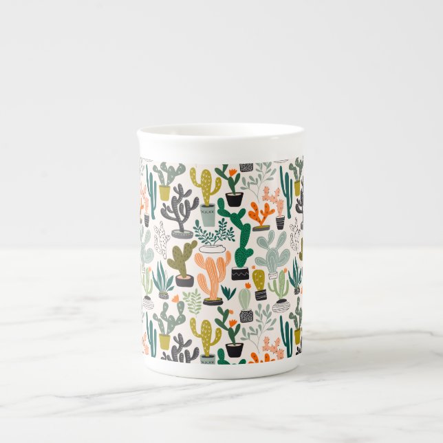 Taza De Porcelana Patrón de cactus (Frente)
