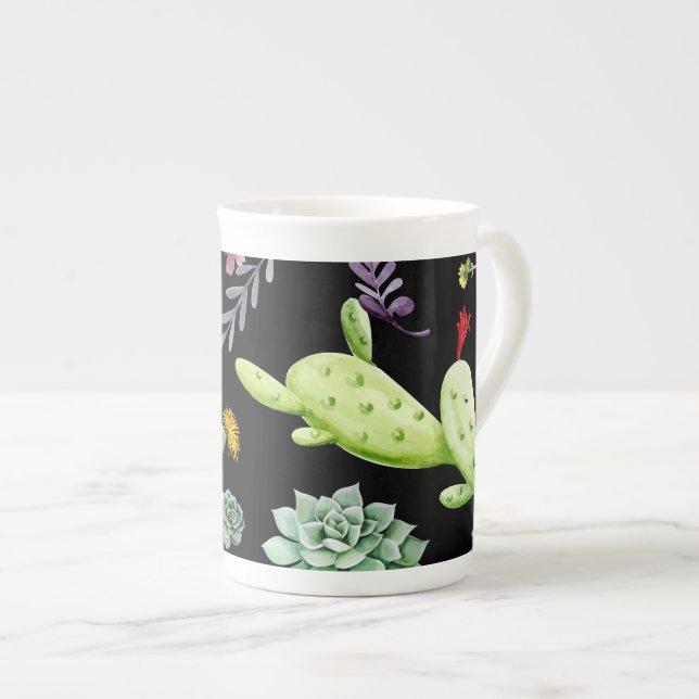 Taza De Porcelana Patrón de cactus 2 (Derecha)