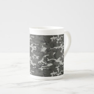 Taza De Porcelana Patrón de camuflaje gris, patrón militar, ejército