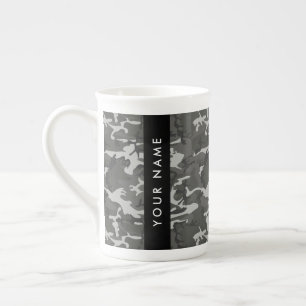 Taza De Porcelana Patrón de camuflaje gris, su nombre, Personalizar