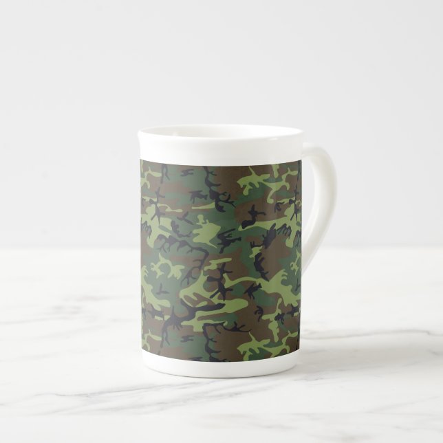 Taza De Porcelana Patrón de camuflaje verde, patrón militar, ejércit (Derecha)