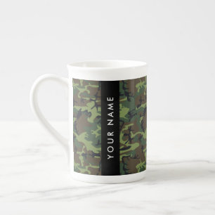 Taza De Porcelana Patrón de Camuflaje Verde, Tu nombre, Personaliza