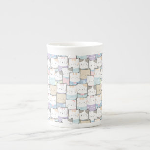 Taza De Porcelana Patrón de caras de gatito de Doodle