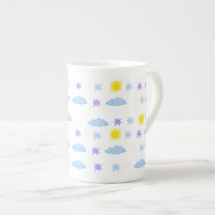 Taza De Porcelana Patrón de clima soleado, nublado y estrellado