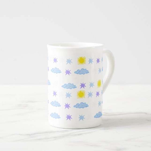 Taza De Porcelana Patrón de clima soleado, nublado y estrellado (Derecha)