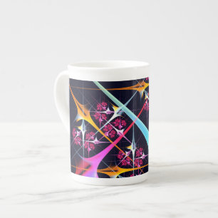 Taza De Porcelana Patrón de color de arte de color rosa floral moder