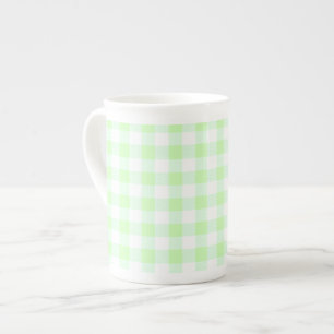 Taza De Porcelana Patrón de comprobación de Gingham verde claro