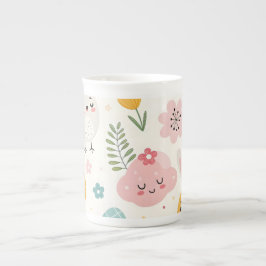Taza De Porcelana Patrón de conejo de Pascua