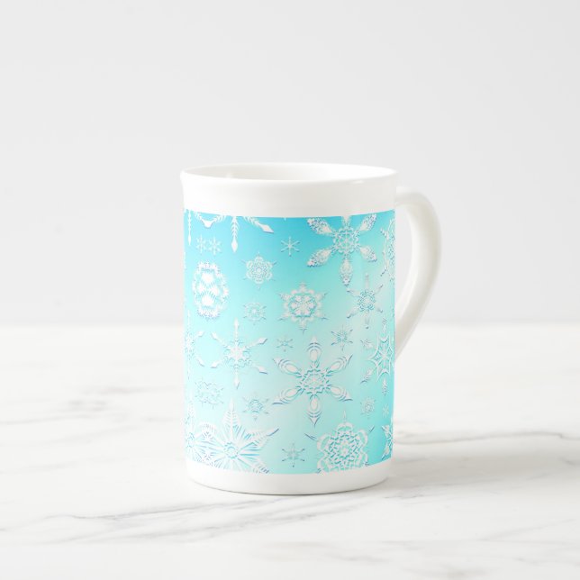 Taza De Porcelana Patrón de copos de nieve de cristal (Derecha)