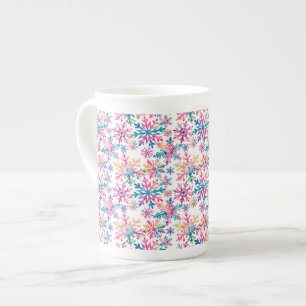 Taza De Porcelana Patrón de copos de nieve en acuarela