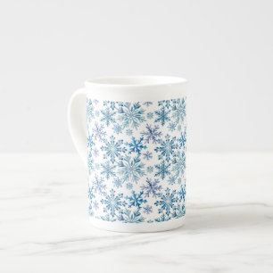 Taza De Porcelana Patrón de copos de nieve en acuarela