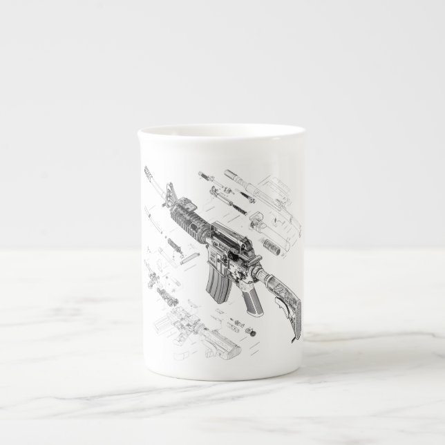 Taza De Porcelana Patrón de desgaste del rifle M4 (Frente)