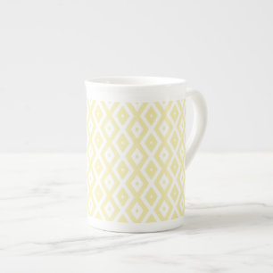 Taza De Porcelana Patrón de diamante amarillo y blanco pálido