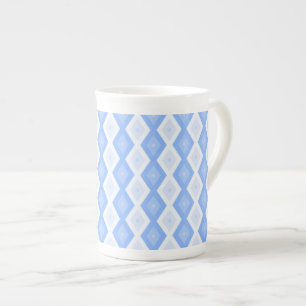 Taza De Porcelana Patrón de diamante azul pálido